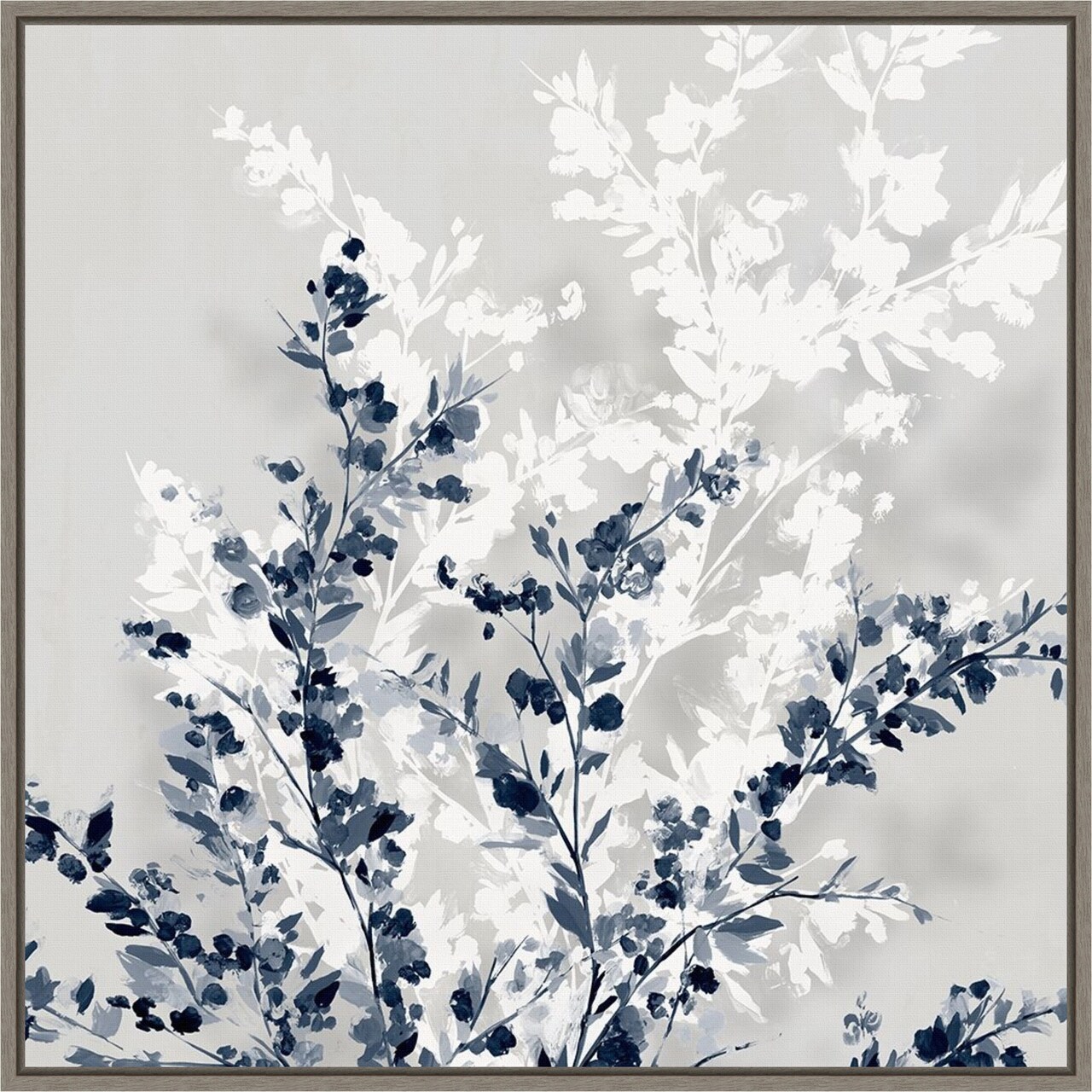 Blue Spring II by Isabelle Z 22-in. W x 22-in. H. Canvas Wall Art Print Framed in Grey